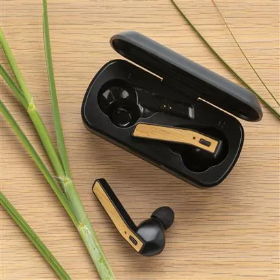 BEBRA  سماعات أذن XD Bamboo Free Flow TWS في علبة شحن  أسود