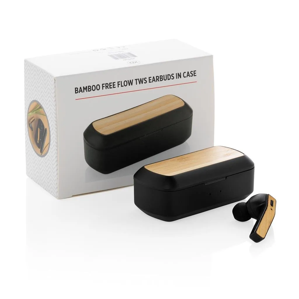 BEBRA  سماعات أذن XD Bamboo Free Flow TWS في علبة شحن  أسود