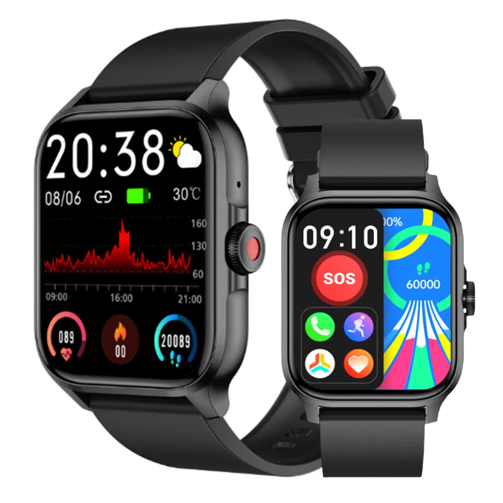 Bluetooth Smart Watch 1.85in HD Fitness Watch with 100  Sports Modes Heart Rate Sleep Monitor for iOS Android Black
