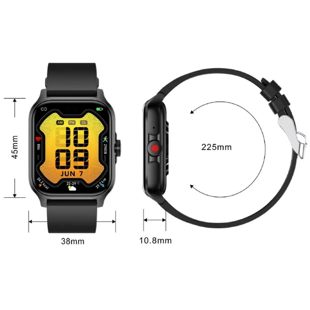 Bluetooth Smart Watch 1.85in HD Fitness Watch with 100  Sports Modes Heart Rate Sleep Monitor for iOS Android Black