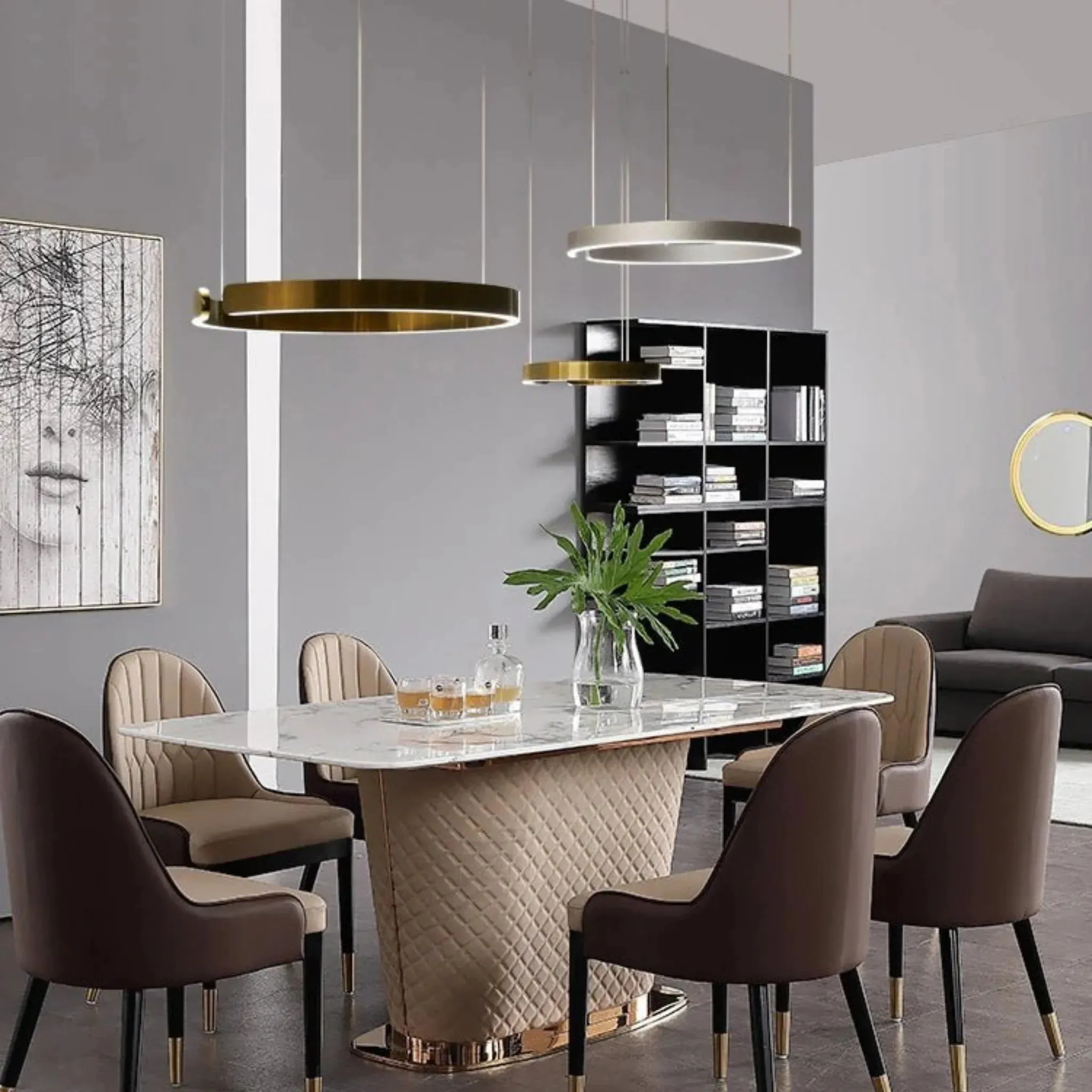 Brig-Glis | Gold Spiral LED Chandelier for Living Room