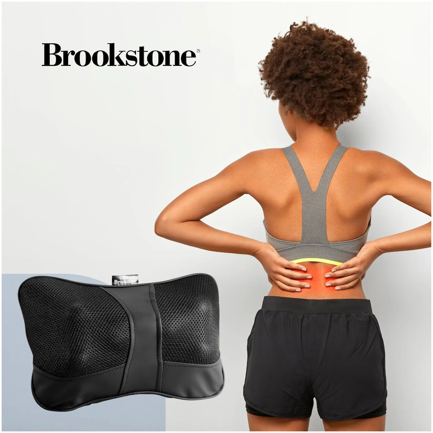 Brookstone Heated Shiatsu Neck & Lumbar Massage Pillow