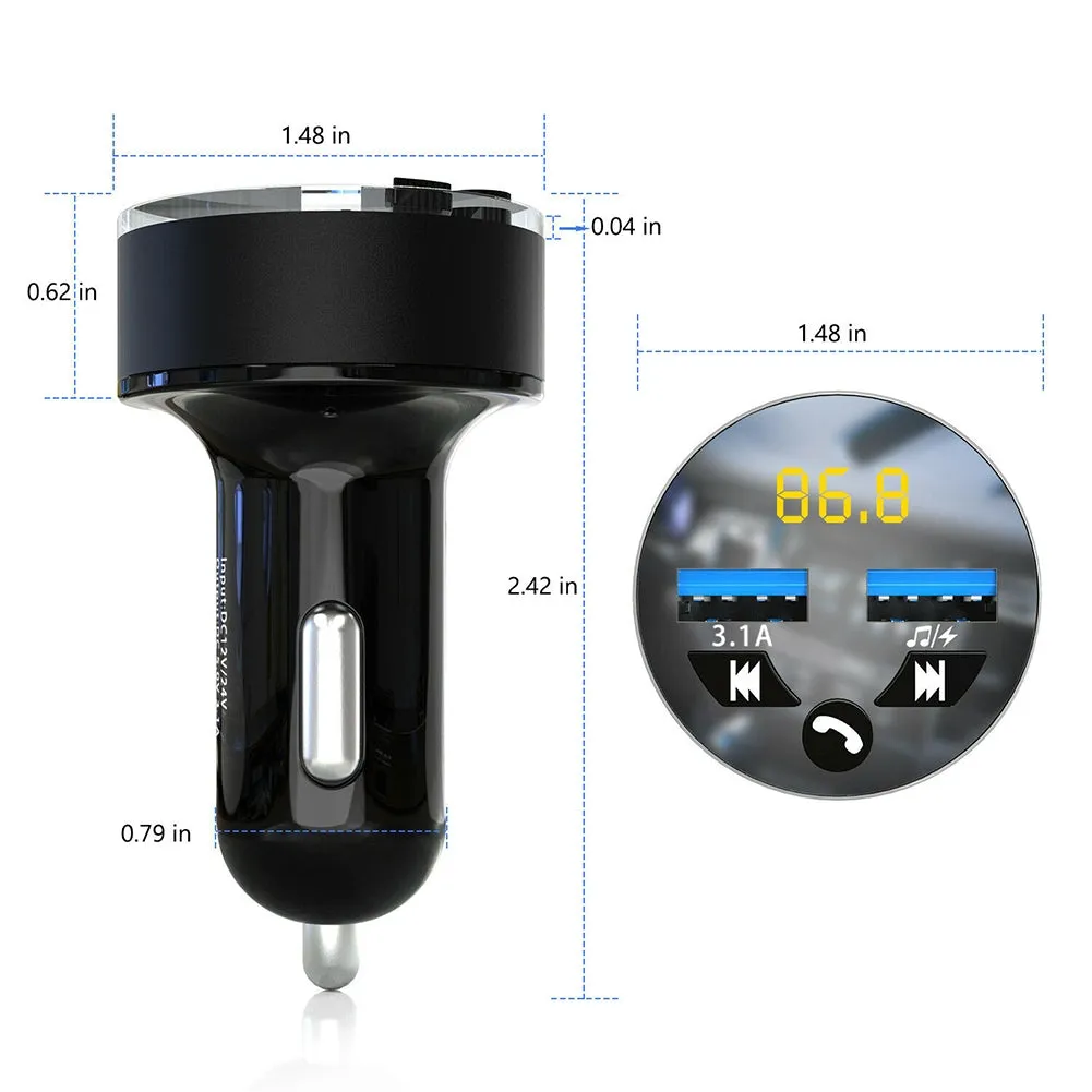 Car Charger Wireless Bluetooth 5.0 Receiver Dual Usb Fast