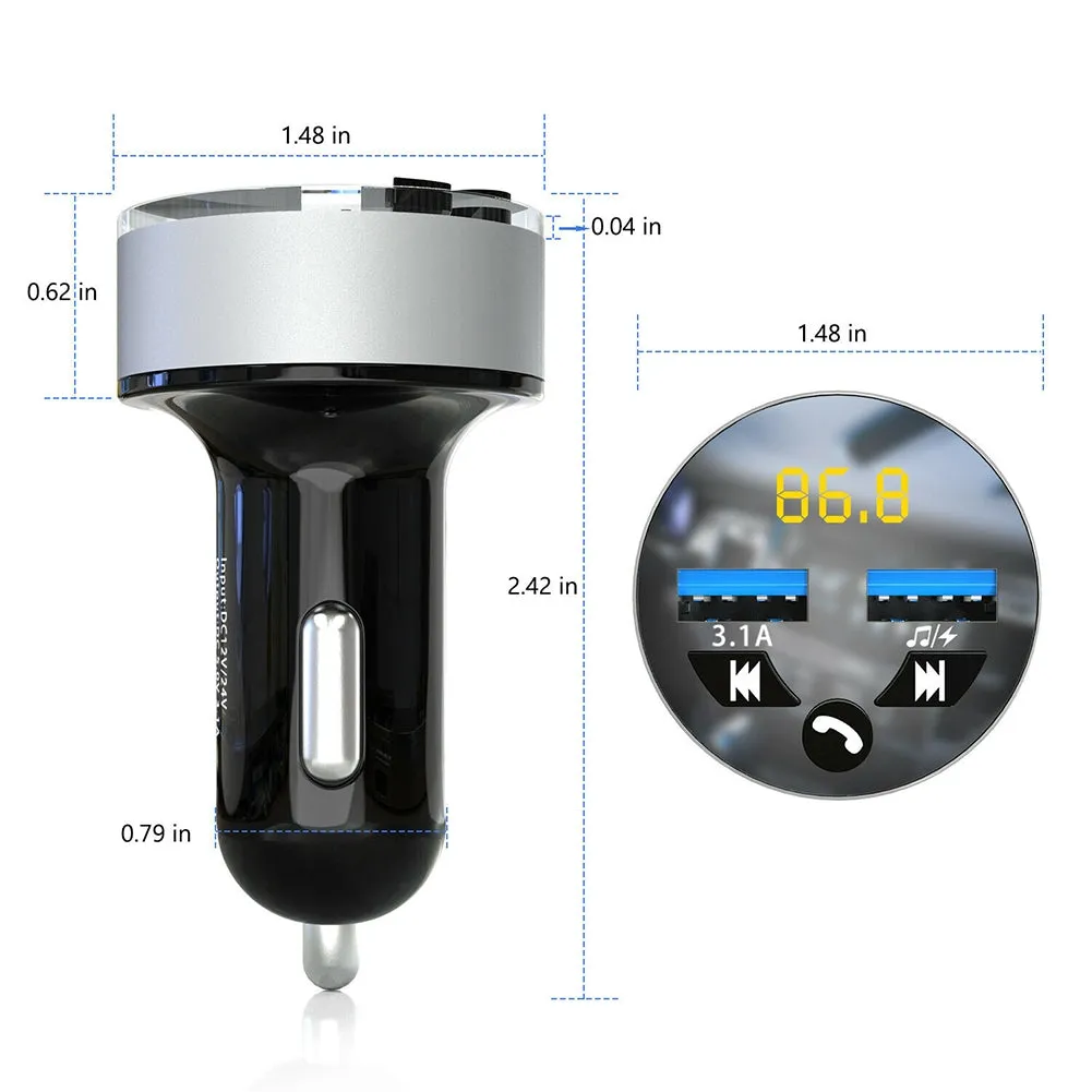 Car Charger Wireless Bluetooth 5.0 Receiver Dual Usb Fast