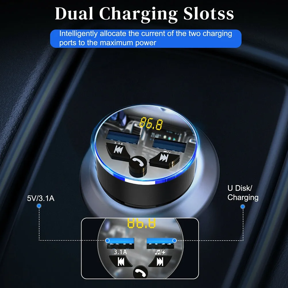 Car Charger Wireless Bluetooth 5.0 Receiver Dual Usb Fast