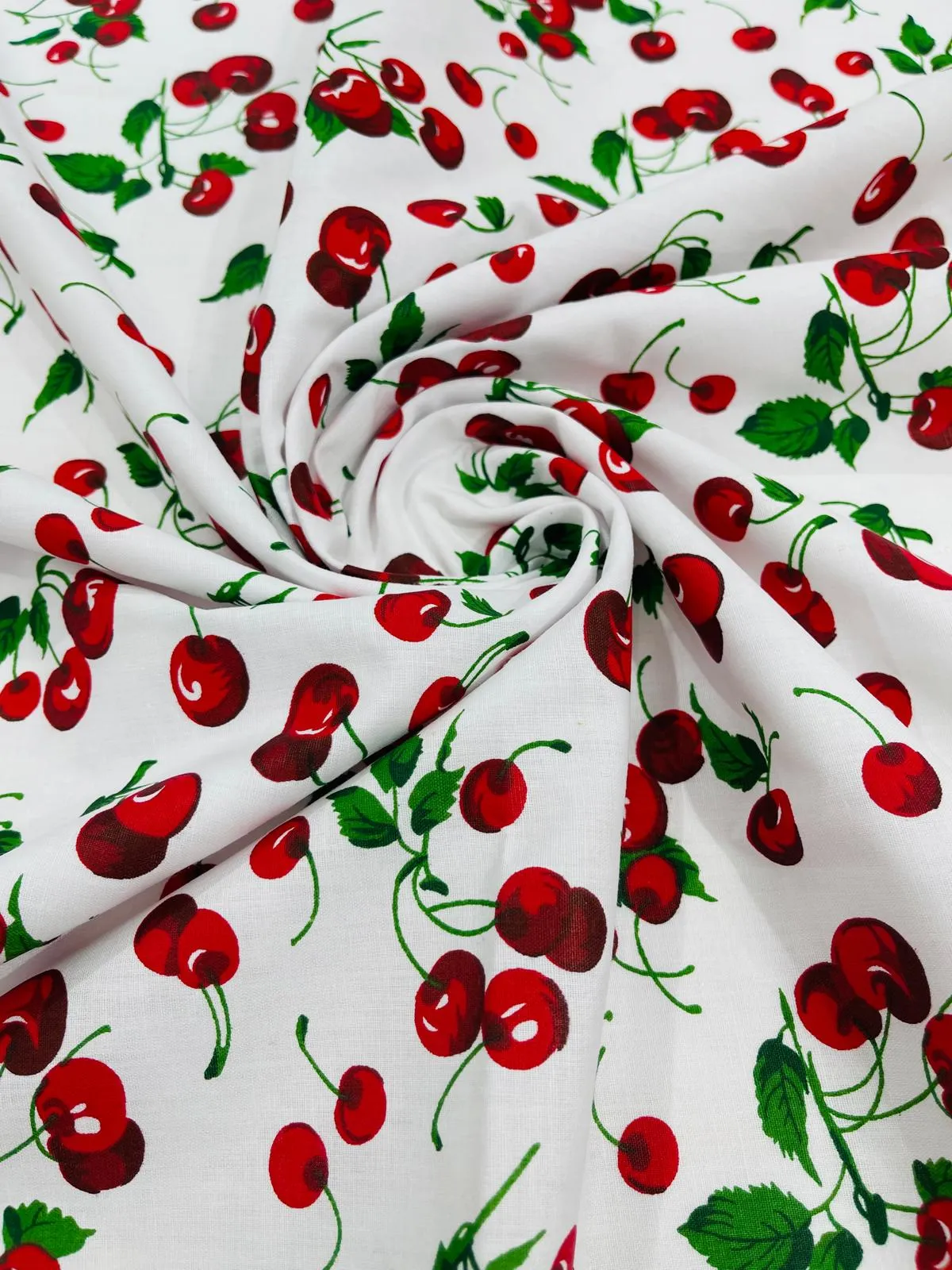 CHERRY FRUIT POLY COTTON (by the yard)