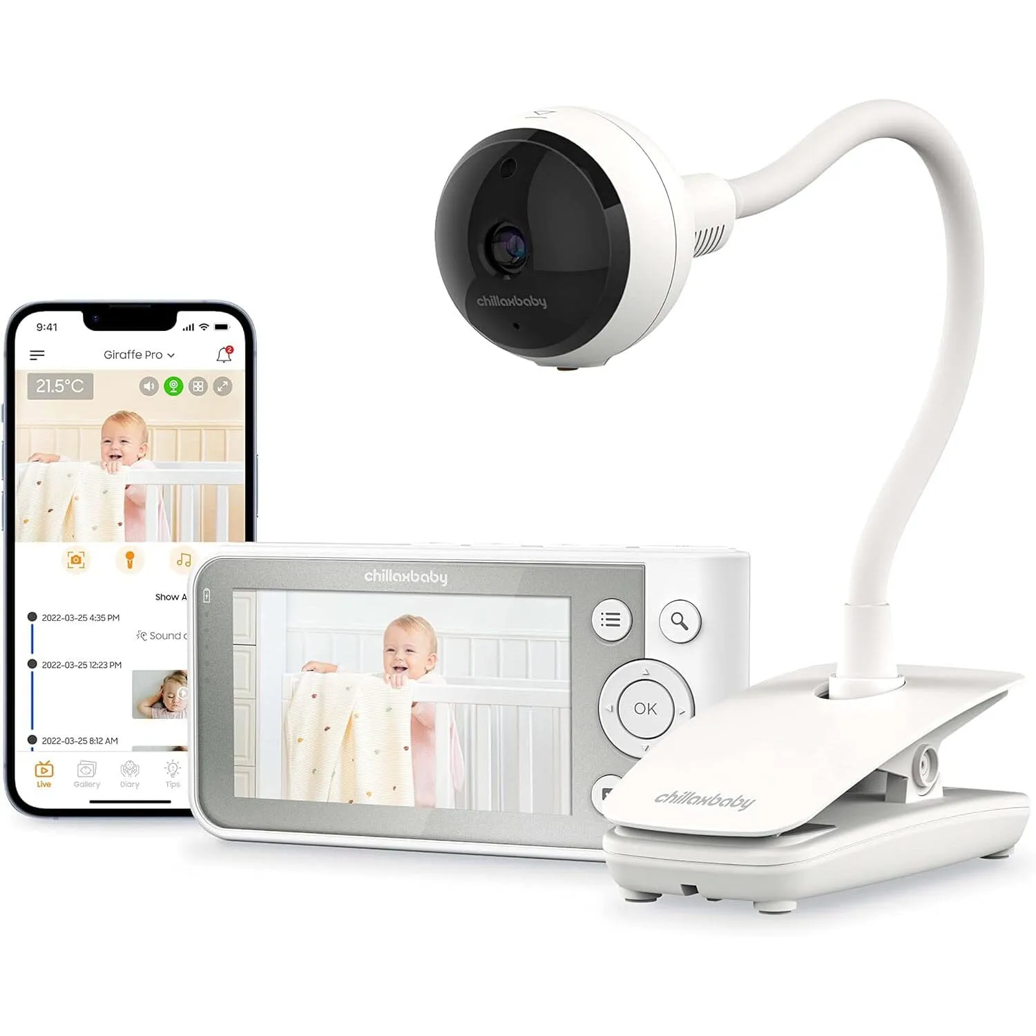 Chillax Giraffe Pro 1080p Camera and 4.3” Video Smart Baby Monitor (Refurbished)