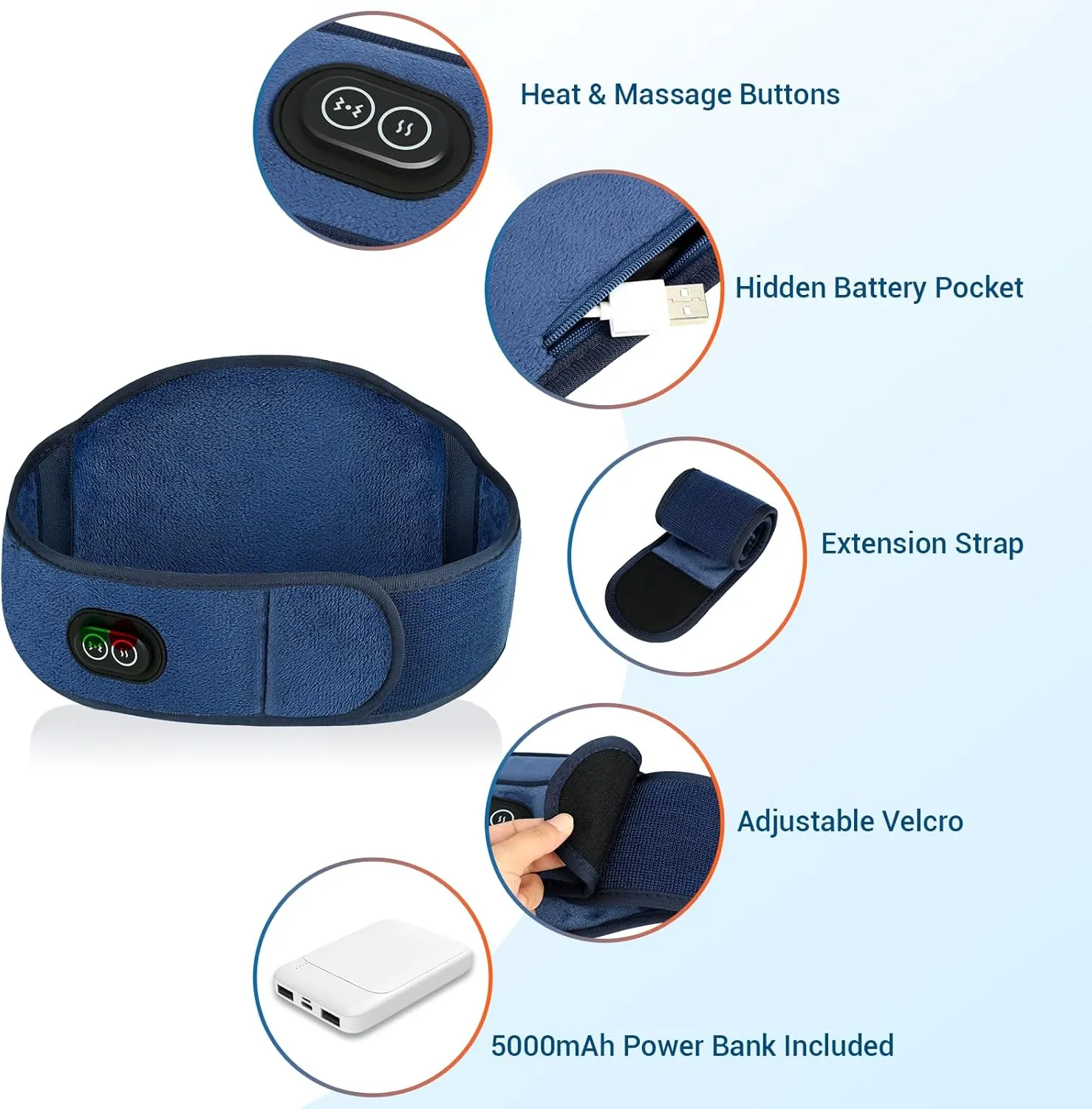 Comfytemp Cordless Portable Heating Pad with Massager for Back Pain Relief for Cramps and Menstrual, FSA HSA Eligible Lower Back Massager with 3 Heat, Auto-Off, Heated Waist for Abdominal Gift for Mom