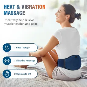 Comfytemp Cordless Portable Heating Pad with Massager for Back Pain Relief for Cramps and Menstrual, FSA HSA Eligible Lower Back Massager with 3 Heat, Auto-Off, Heated Waist for Abdominal Gift for Mom
