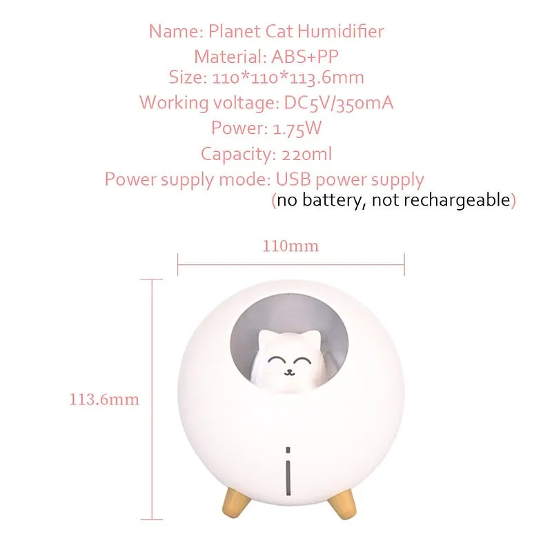 Cute Planet Cat Air Humidifier
