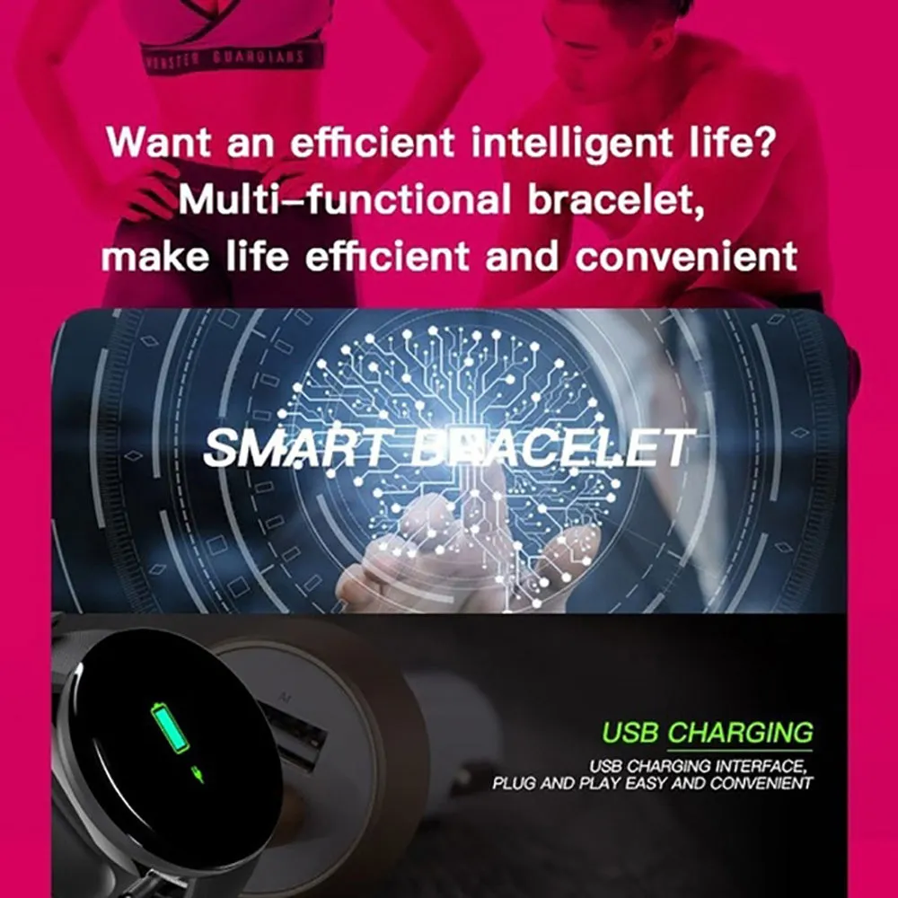D18 Bluetooth Smart Watch, Men Women Blood Pressure Heart Rate Monitor