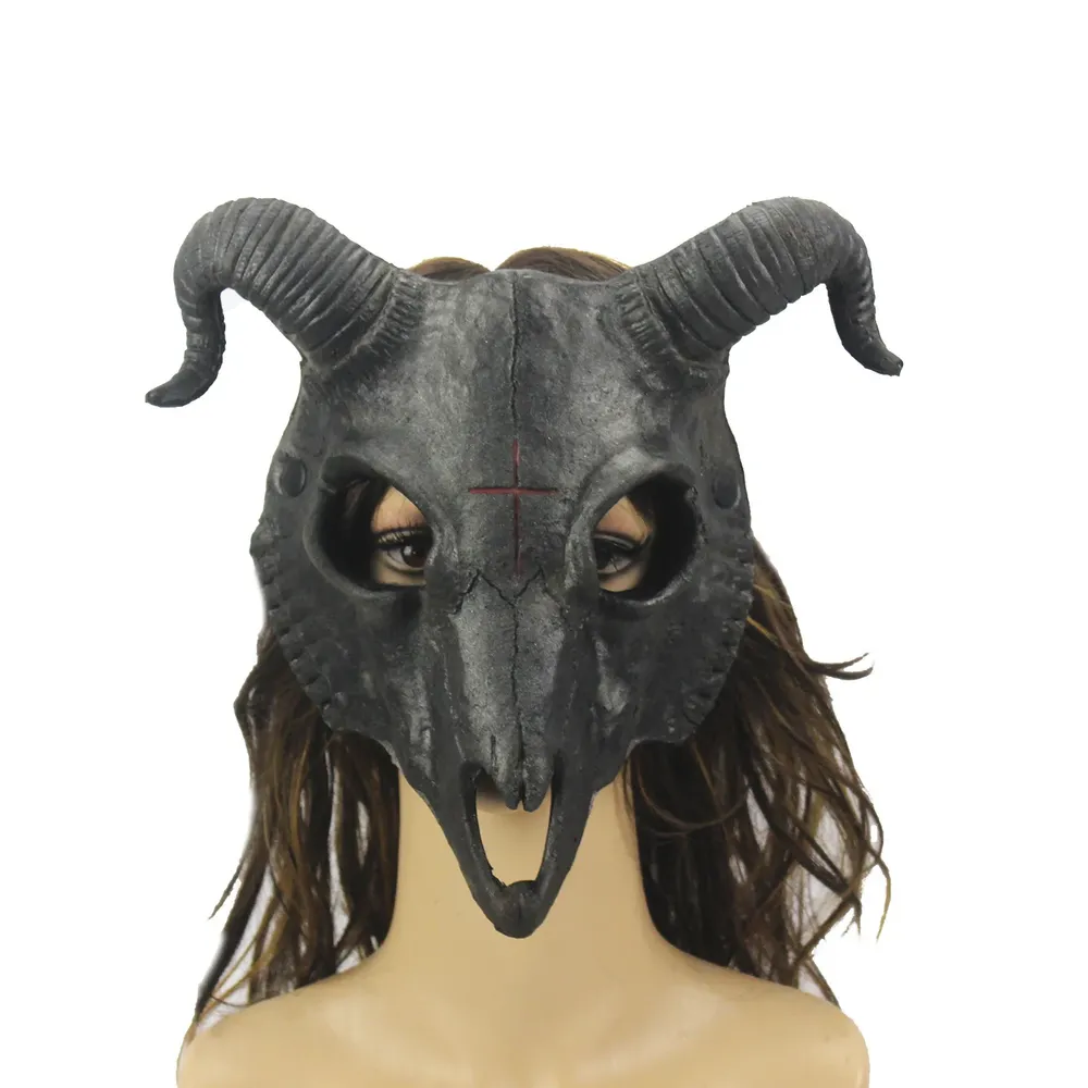 Demon Mask Halloween Masquerade Horror Sheep Skull Horn Head Mask