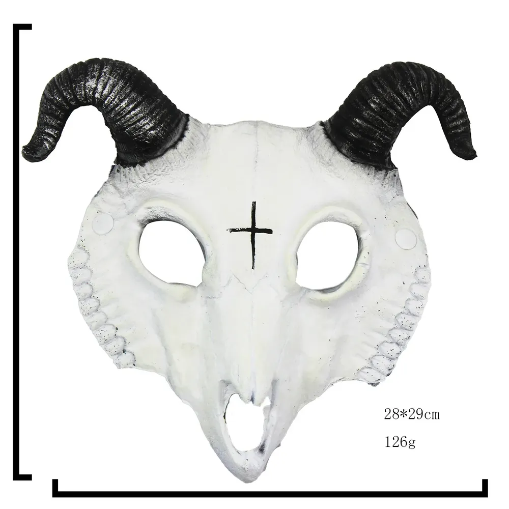 Demon Mask Halloween Masquerade Horror Sheep Skull Horn Head Mask