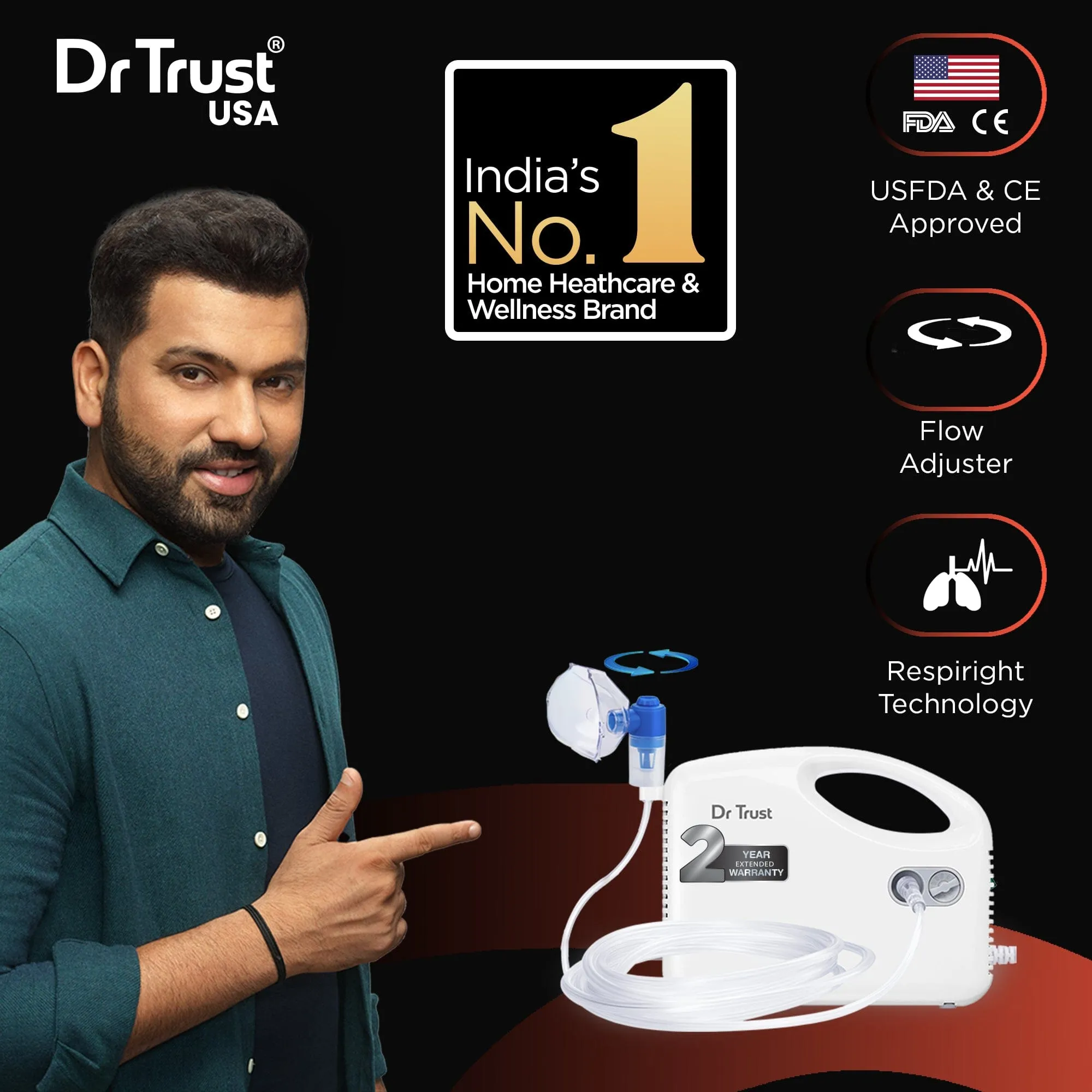 Dr Trust USA Bestest Handyneb Compressor Nebulizer Machine For Kids and Adults for Cold, Cough, Congestion, Allergies, and Respiratory Ailments 401WB