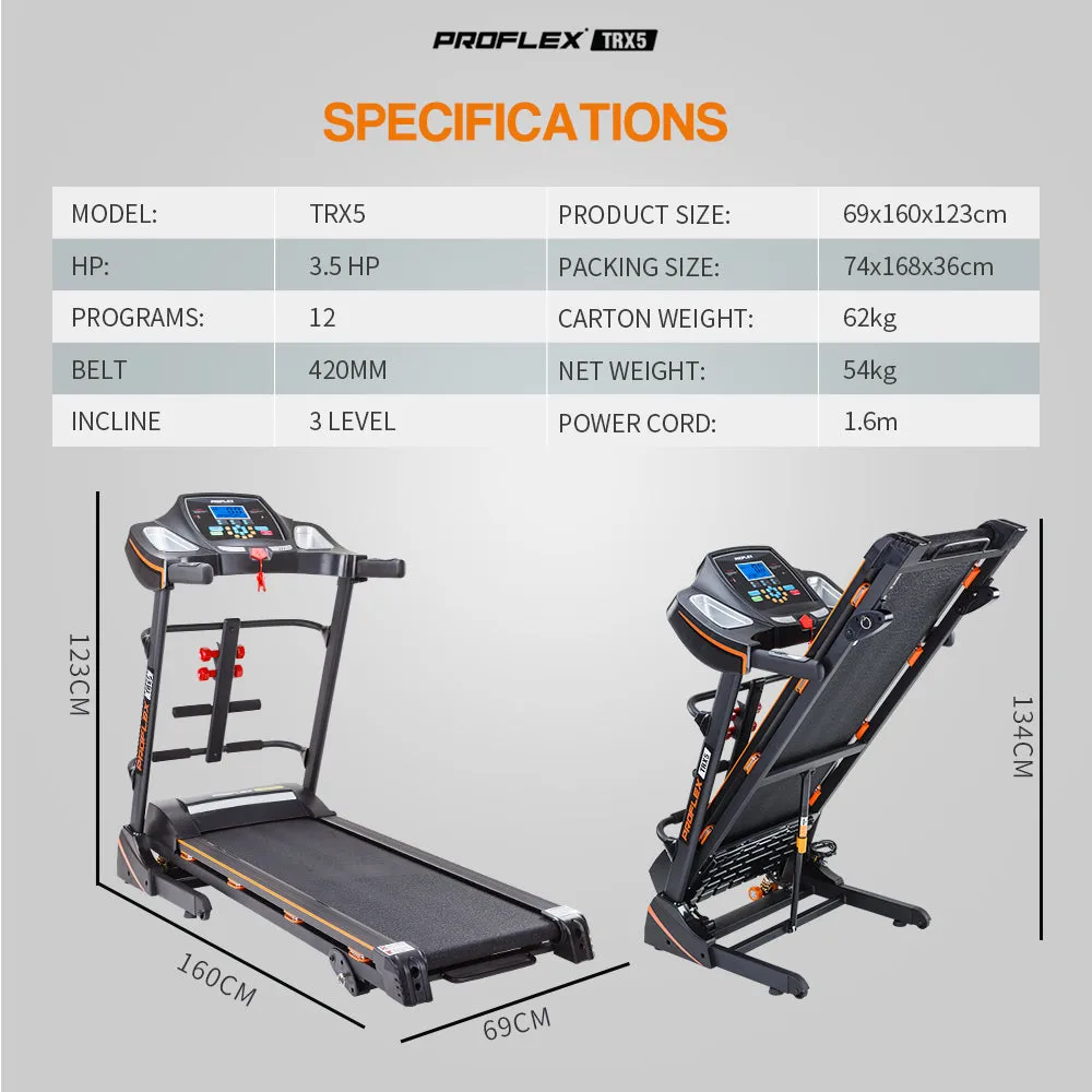 Durable 3.5HP Electric Treadmill w/ Fitness Tracker - Proflex