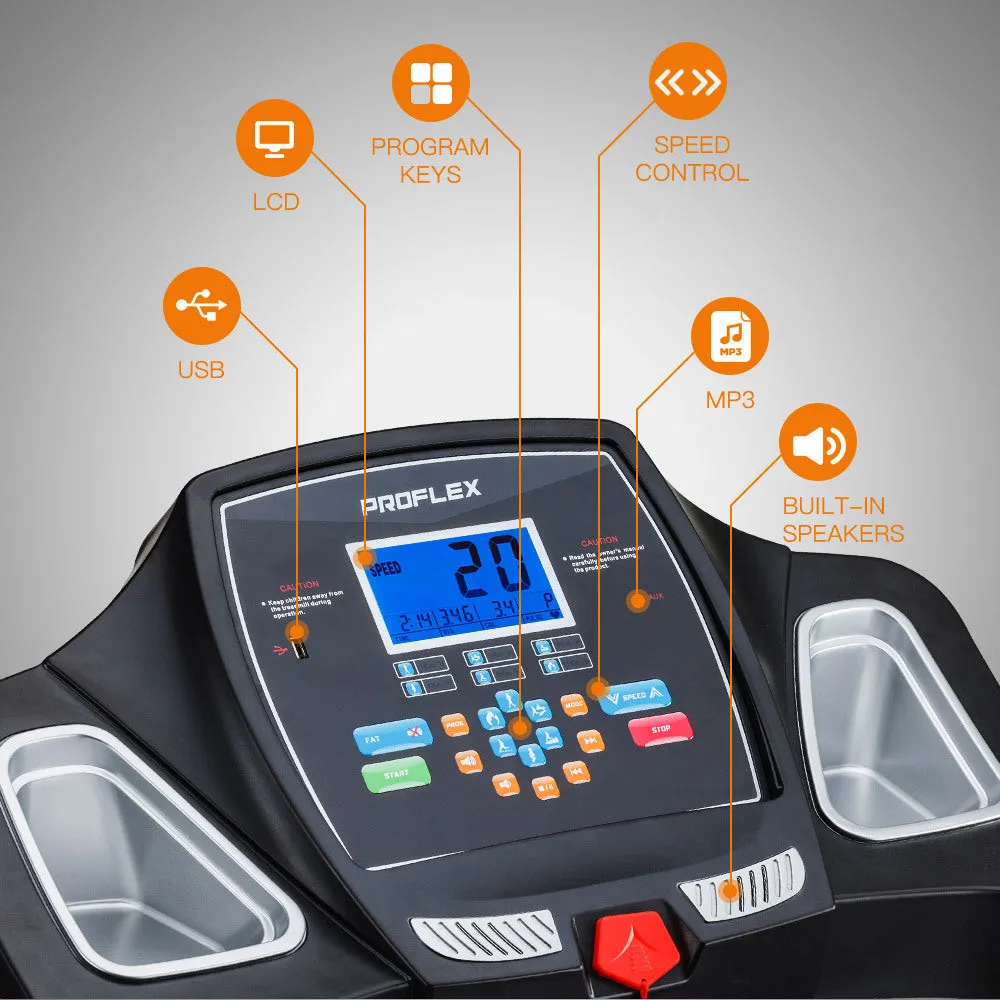Durable 3.5HP Electric Treadmill w/ Fitness Tracker - Proflex