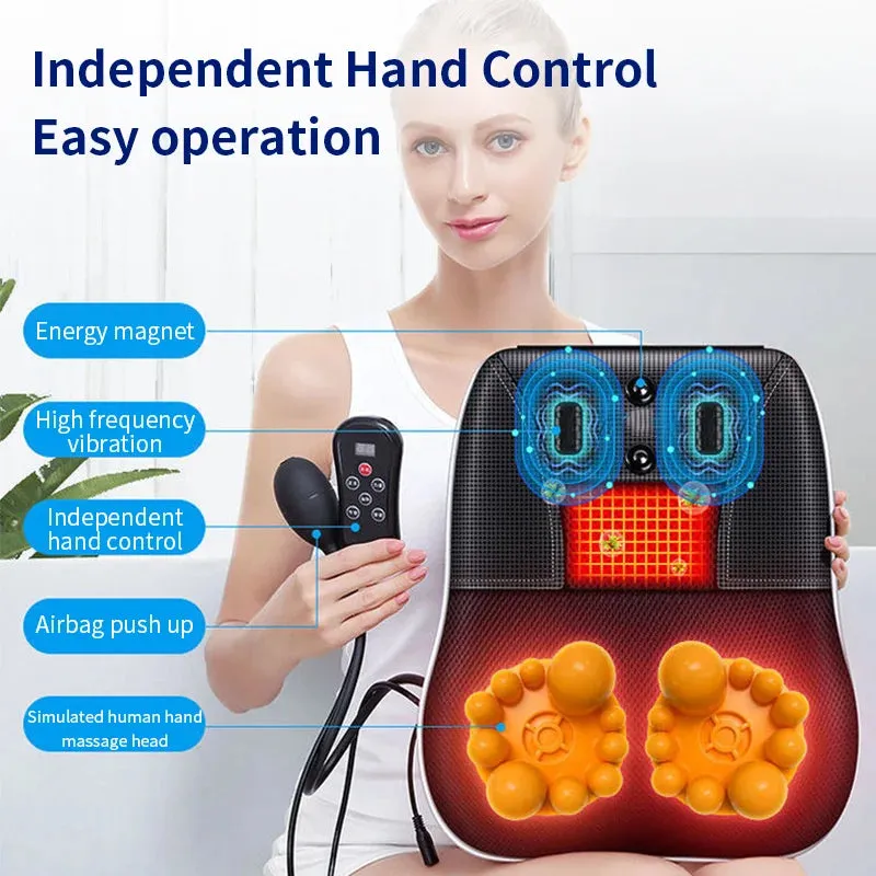 Electric Head, Neck, and Cervical Traction Massager - Heated Vibrating Back Pillow for Car and Home