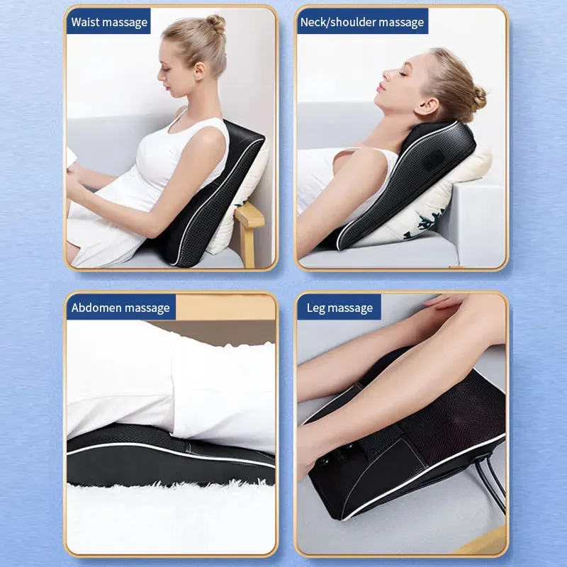 Electric Head, Neck, and Cervical Traction Massager - Heated Vibrating Back Pillow for Car and Home