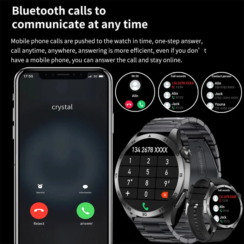 ELEGANCE® HealthMaster Pro Smartwatch ECG PPG Temperature Pulse Physiotherapy Men & Women 466*466 HD Health Management BT Call Sports Waterproof