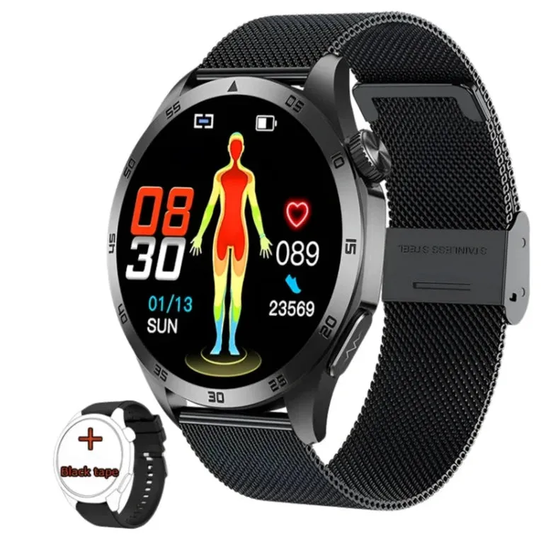 ELEGANCE® HealthMaster Pro Smartwatch ECG PPG Temperature Pulse Physiotherapy Men & Women 466*466 HD Health Management BT Call Sports Waterproof