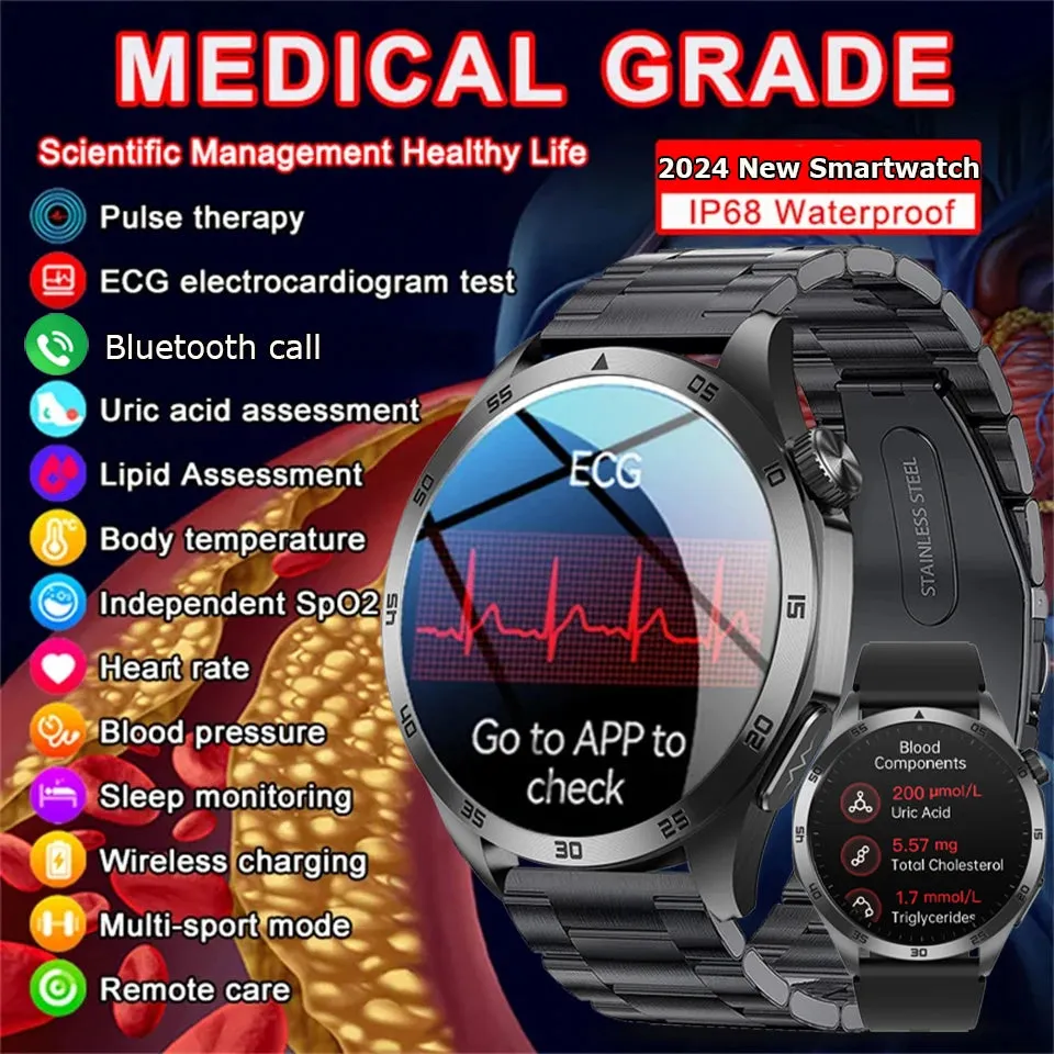 ELEGANCE® HealthMaster Pro Smartwatch ECG PPG Temperature Pulse Physiotherapy Men & Women 466*466 HD Health Management BT Call Sports Waterproof