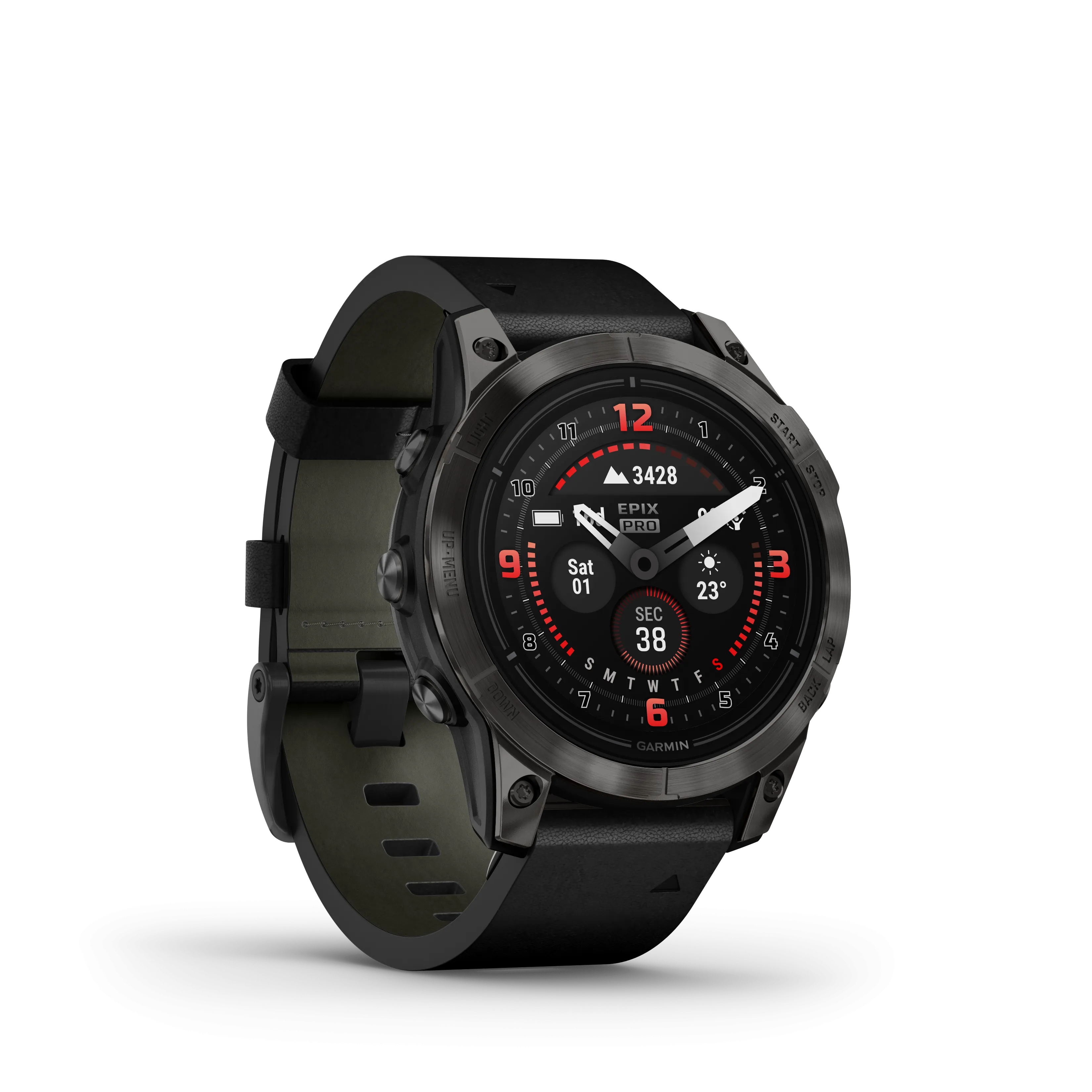 Epix Pro (Gen 2), 47mm, Sapphire Edition - Carbon Grey DLC Titanium with Black Leather Band - 010-02803-30