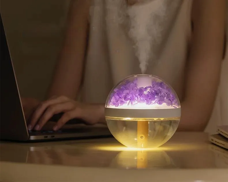 Eternal Flower Rechargeable Air Humidifier – 270ML LED Mist Maker with Soothing Flower Design for Home Hydration & Ambient Glow with 800mAh