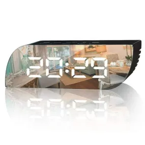 EvoFine Aesthetic Digital Alarm Clock Mirror Surface Large LED Digits Display with Dimmer Night Mood