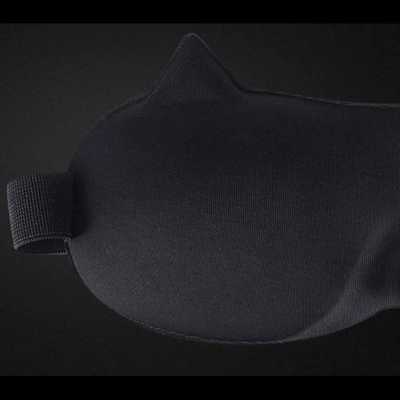 Eye Mask / Sleep Mask - Cat Ear Sleeping Masks for Men & Women - Blindfold 3D Contoured Comfortable Eye Blackout Deeper Softer Lighter And Smoother Best for Traveling Napping (Black)