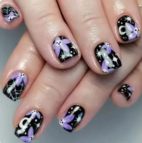 Flytonn-Halloween Nails 24Pcs Clown Grim Reaper Mask Man False Nails Halloween dark horror weird Tomie Press on Nails For Women and Girls Holiday Gifts