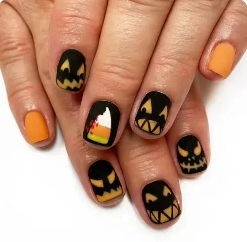 Flytonn-Halloween Nails 24Pcs Clown Grim Reaper Mask Man False Nails Halloween dark horror weird Tomie Press on Nails For Women and Girls Holiday Gifts