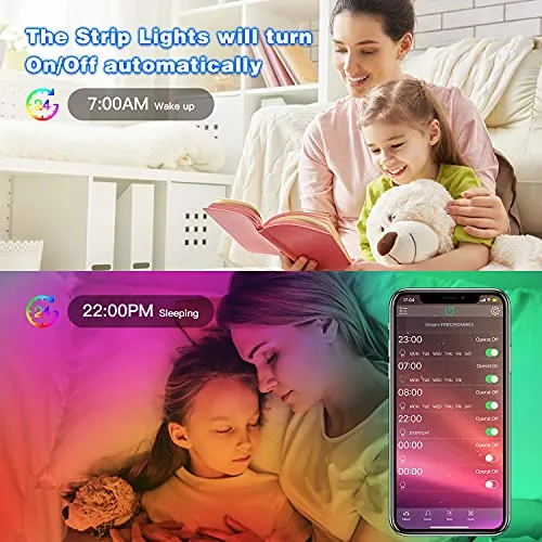 FONEWE LED Lights for Bedroom 50FT Music Sync LED Light Strips Color Changing LED Strip Lights with APP Control