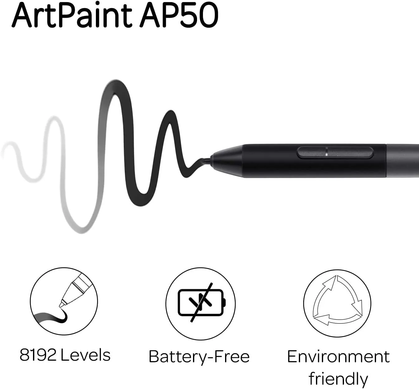 GAOMON Artpaint AP50 Battery-Free Stylus with 8192 Levels Pen Pressure Only for PD1161/PD1561 /PD156 Pro Pen Display