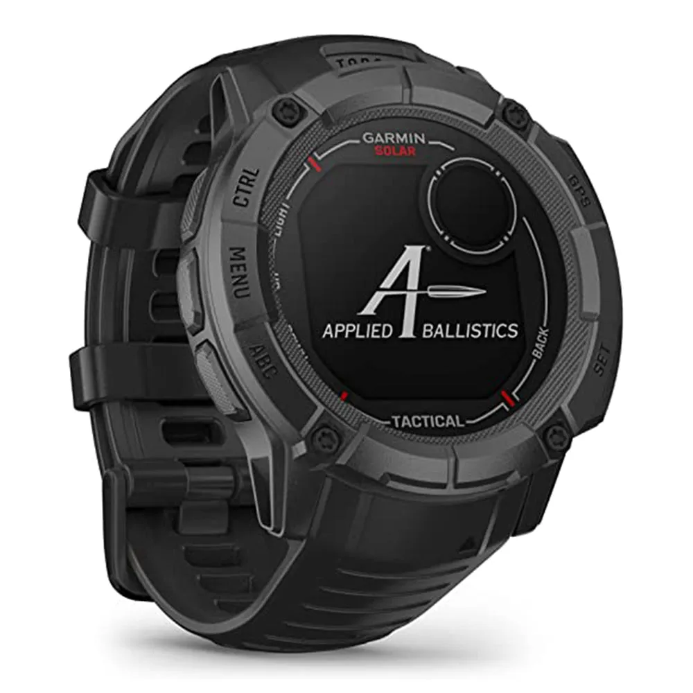 Garmin Instinct 2X Black Tactical Edition Built-in Flashlight Ballistics Calculator Solar Charging Capability Rugged GPS Smartwatch - 010-02805-13