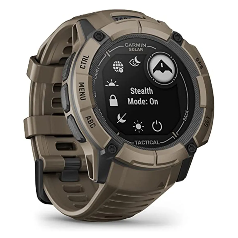 Garmin Instinct 2X Coyote Tan Tactical Edition Built-in Flashlight Solar Charging Capability Rugged GPS Smartwatch - 010-02805-12