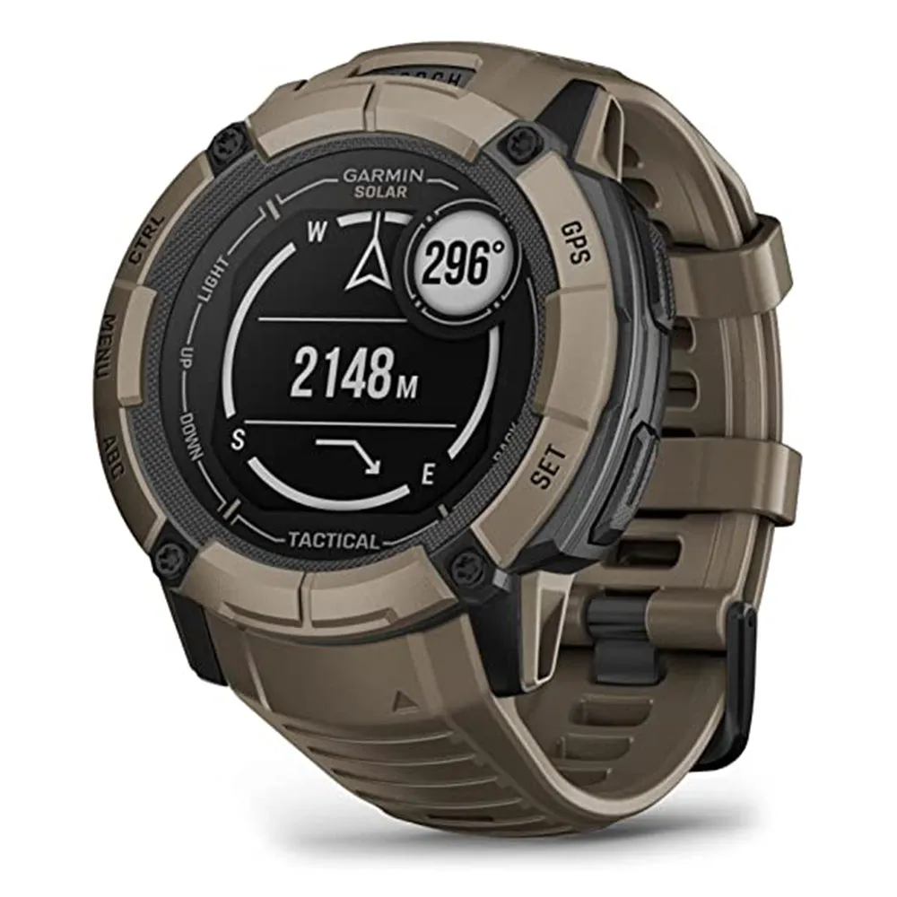 Garmin Instinct 2X Coyote Tan Tactical Edition Built-in Flashlight Solar Charging Capability Rugged GPS Smartwatch - 010-02805-12