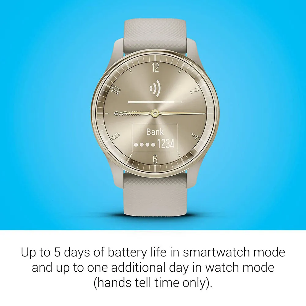Garmin vivomove Trend French Gray Case and Silicone Band Long-Lasting Battery Life Touchscreen Display Stylish Hybrid Smartwatch - 010-02665-02