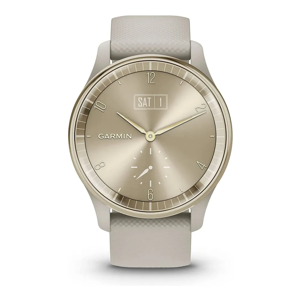 Garmin vivomove Trend French Gray Case and Silicone Band Long-Lasting Battery Life Touchscreen Display Stylish Hybrid Smartwatch - 010-02665-02