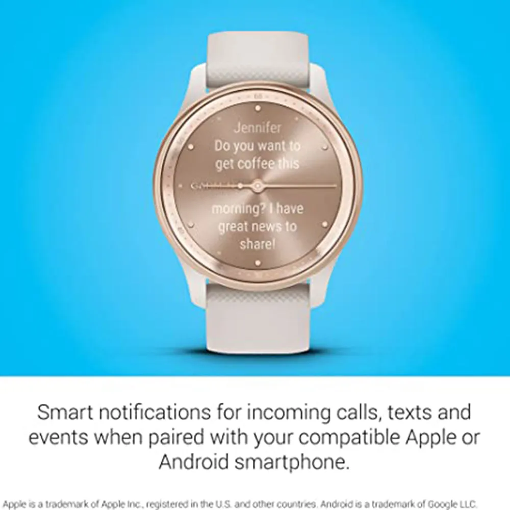 Garmin vivomove Trend Silicone Band Long-Lasting Battery Life Dynamic Watch Hands and Touchscreen Display Stylish Hybrid Smartwatch - 010-02665-01