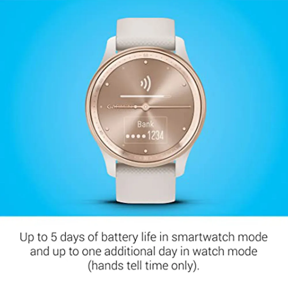 Garmin vivomove Trend Silicone Band Long-Lasting Battery Life Dynamic Watch Hands and Touchscreen Display Stylish Hybrid Smartwatch - 010-02665-01
