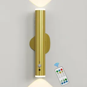 Gold Battery Operated Wall Light with Motion Sensor, LED Wall Light Adjustable 3 Colours & Dimmable Flashlight, Cordless Rechargeable Wall Lamp for Bedside Hallway Power Cut, (Single)