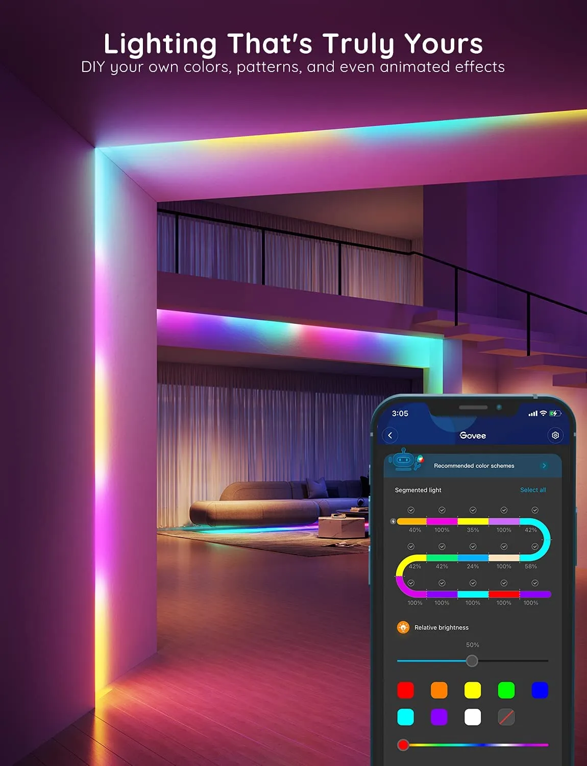 Govee RGBIC Led Strip Lights 5m Music Mode, Works with Alexa, Govee Home App