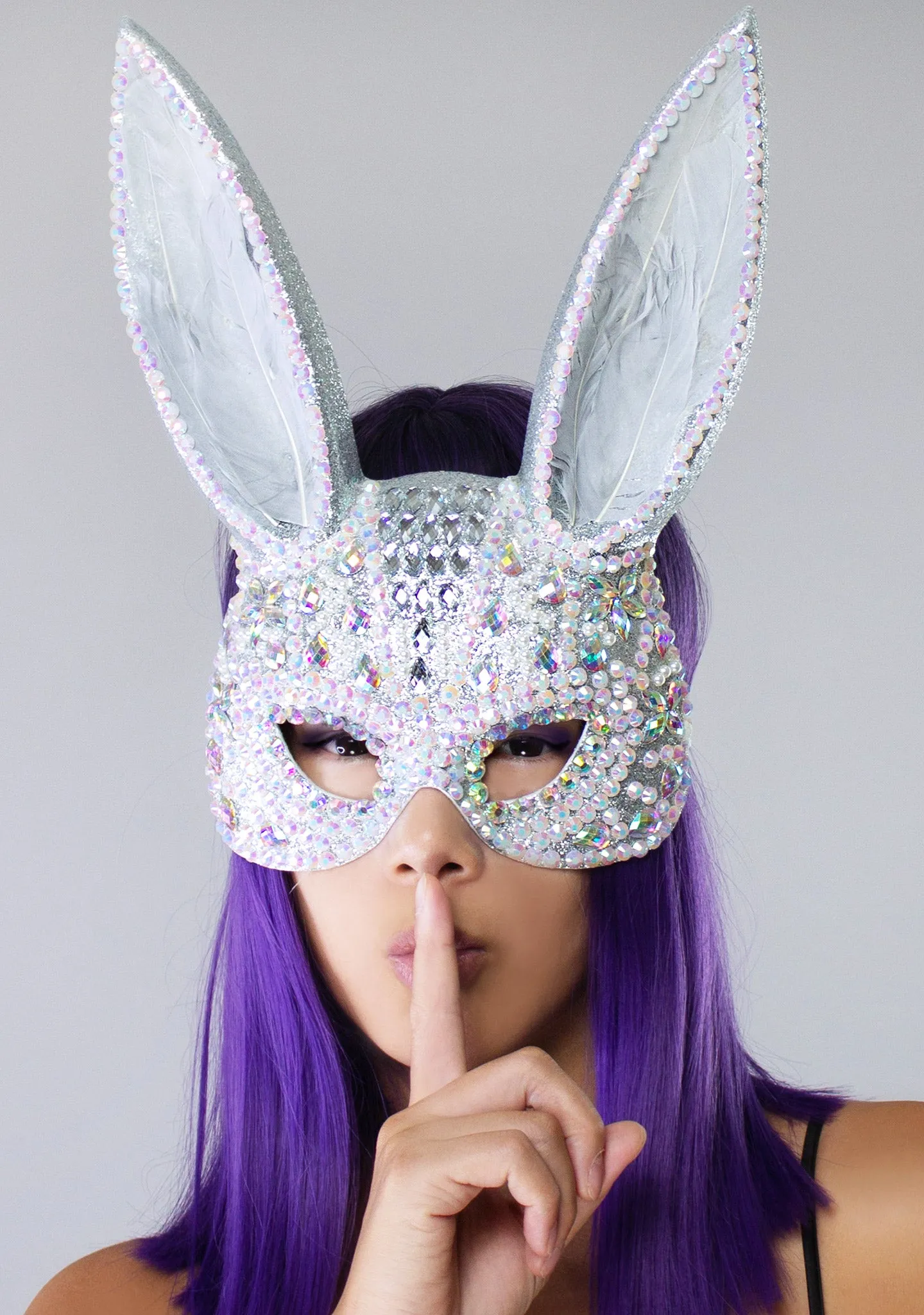 Grand Gala Rhinestone Bunny Mask