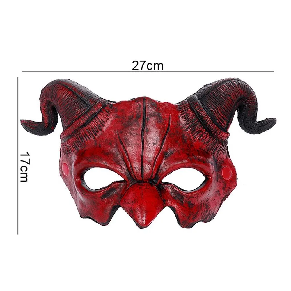 Halloween Demon Devil Horns Half Face Mask