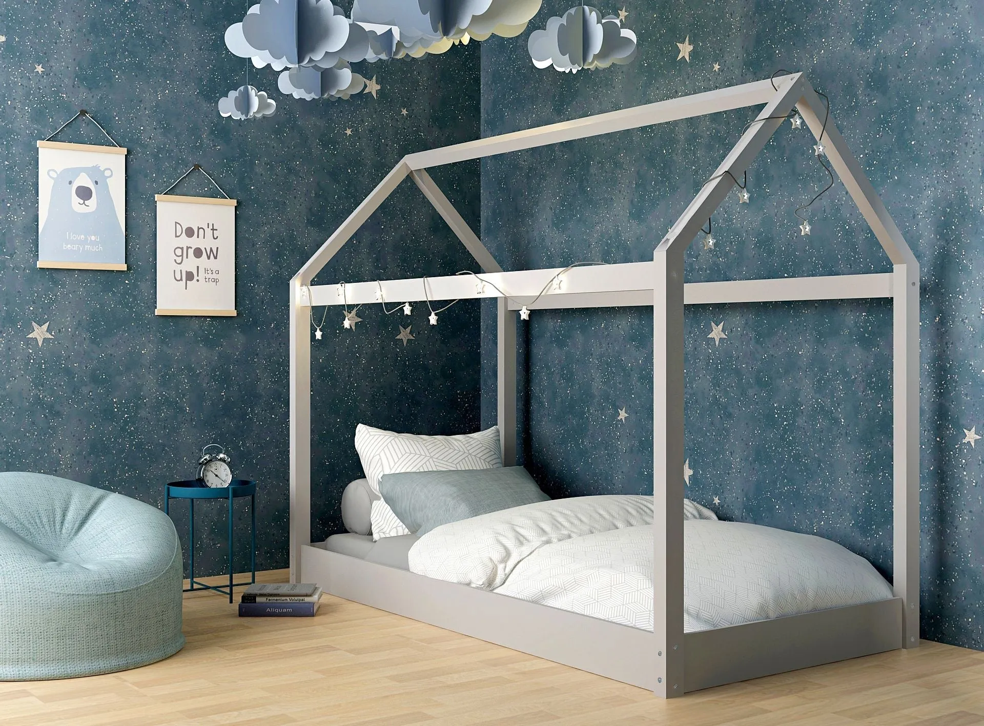 Hickory House Single Bed - Grey