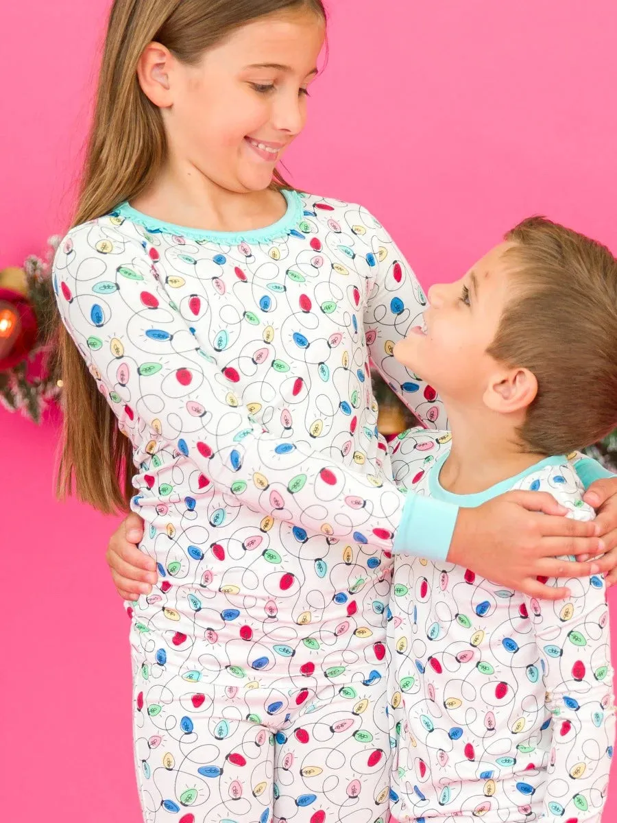 Holiday Lights Ruffle Long Sleeve Pajama Set