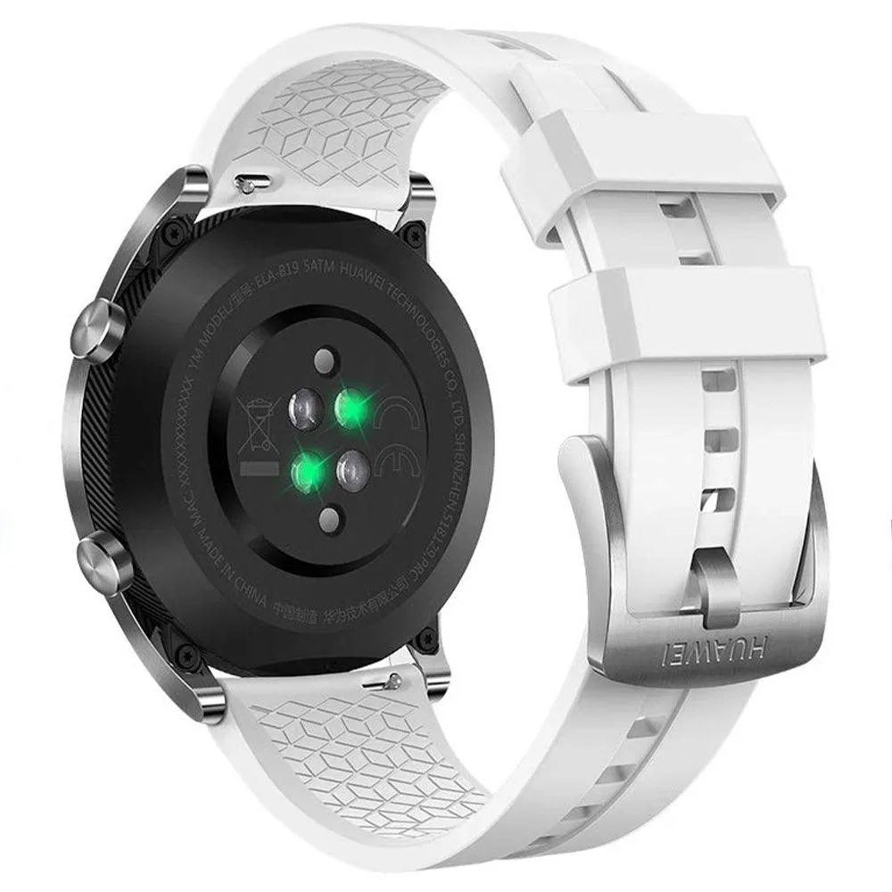 Huawei Watch GT ELA-B19 (42mm - GPS) Stainless Steel Case With White Fluoroelastomer Strap