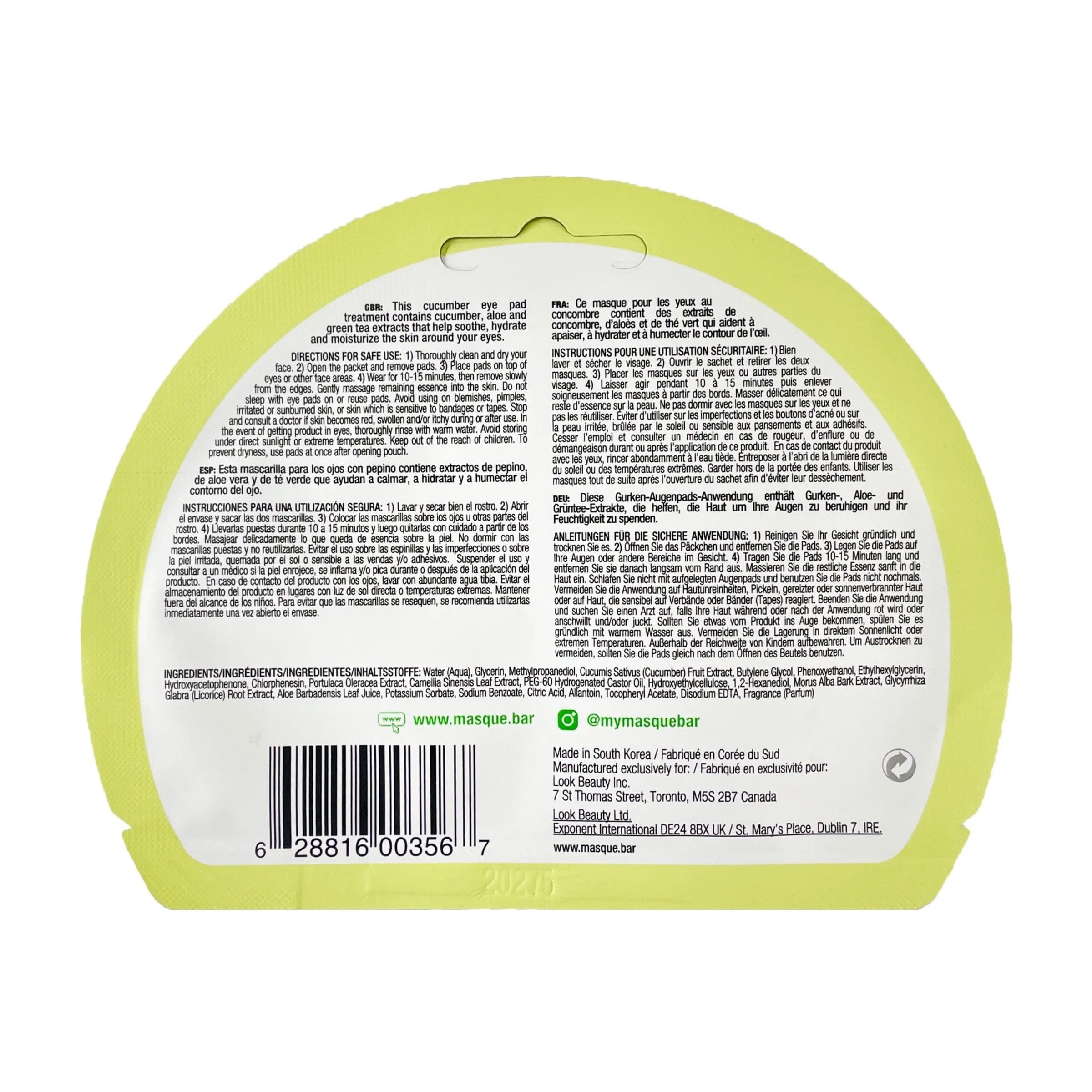 IN.gredients Cucumber Eye Pads