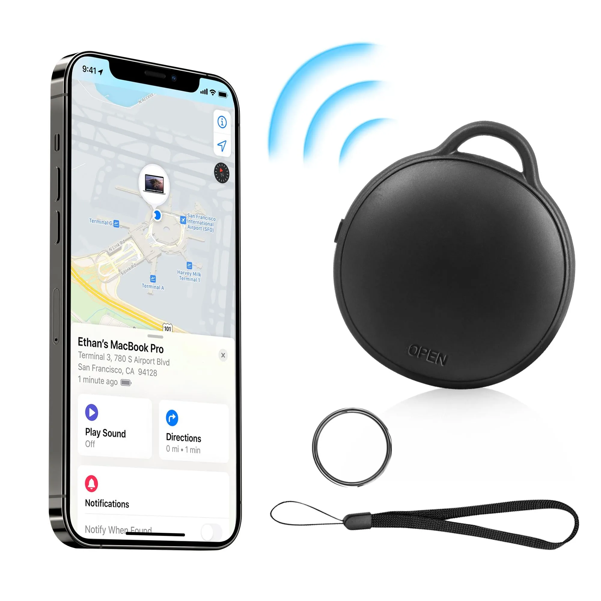 (iOS Only)MVTAG Waterproof Bluetooth Tracker and Item Locator - Compatible with iOS Find My App,Replaceable Battery,Anti-lost tracking devices