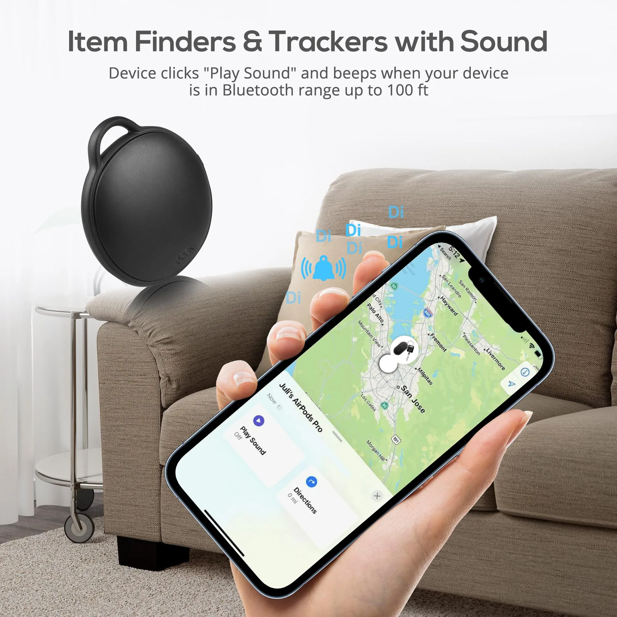 (iOS Only)MVTAG Waterproof Bluetooth Tracker and Item Locator - Compatible with iOS Find My App,Replaceable Battery,Anti-lost tracking devices